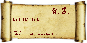 Uri Bálint névjegykártya